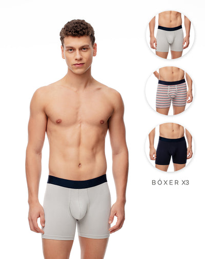 Bóxer medio jersey algodón x3unds surtido