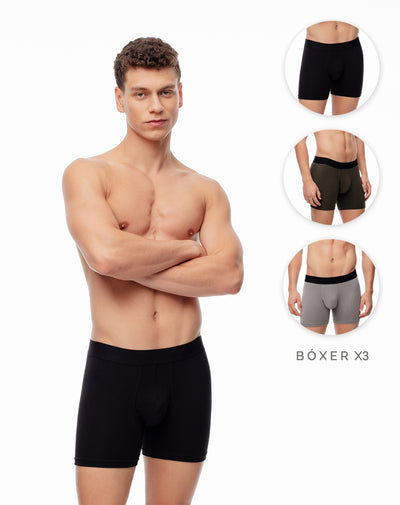 Bóxer medio jersey algodón x3unds surtido