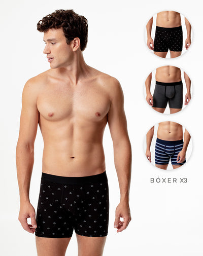 Bóxer medio jersey algodón x3unds surtido