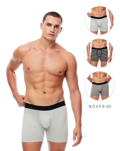 Bóxer medio jersey algodón x3unds surtido