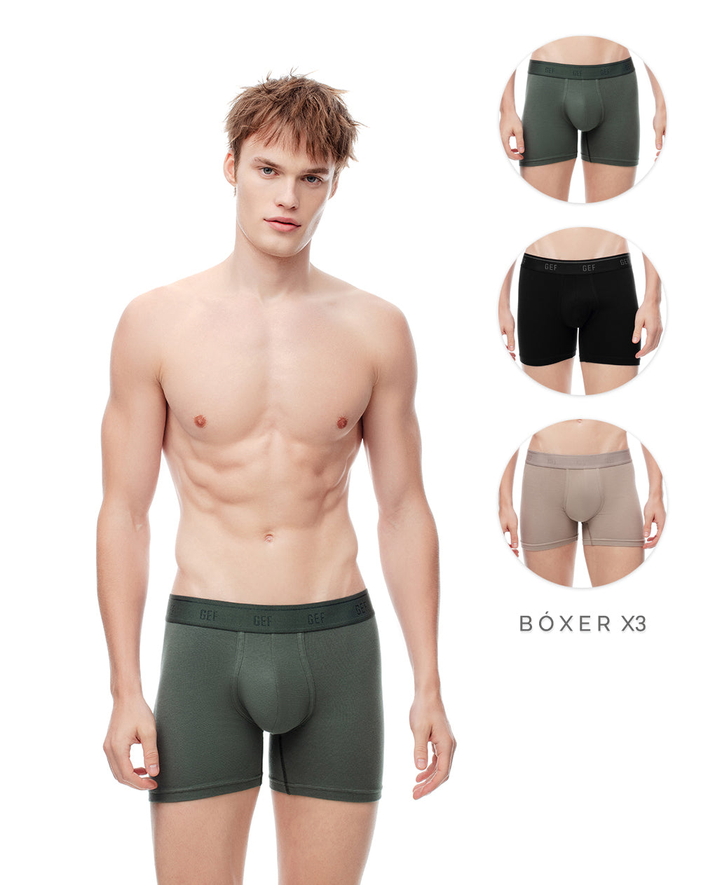 Bóxer medio algodón jersey x3unds surtido