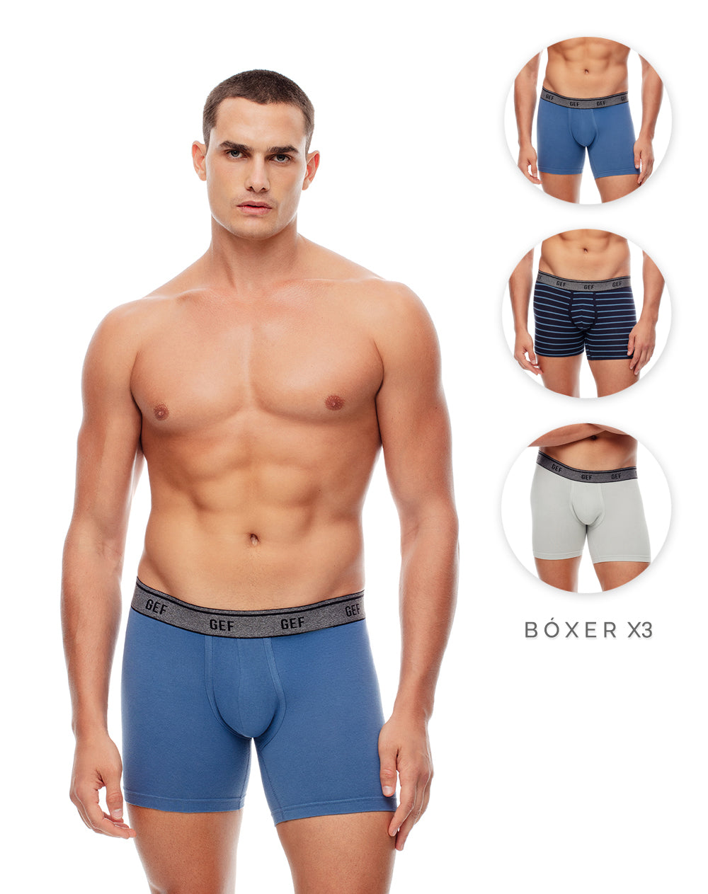 Bóxer medio jersey algodón x3unds surtido