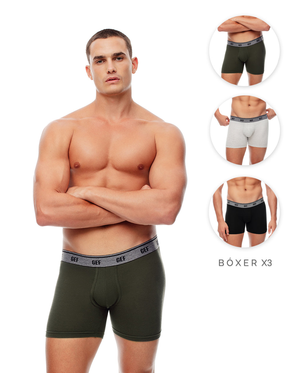 Bóxer medio jersey algodón x3unds surtido