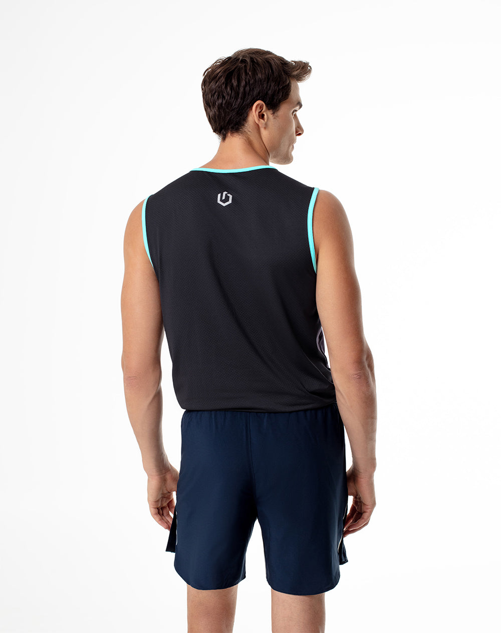 Pantaloneta deportiva azul hombre