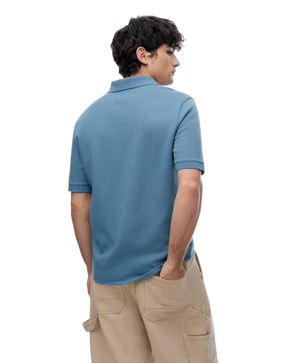 Polo regular algodón tejido de punto azul hombre