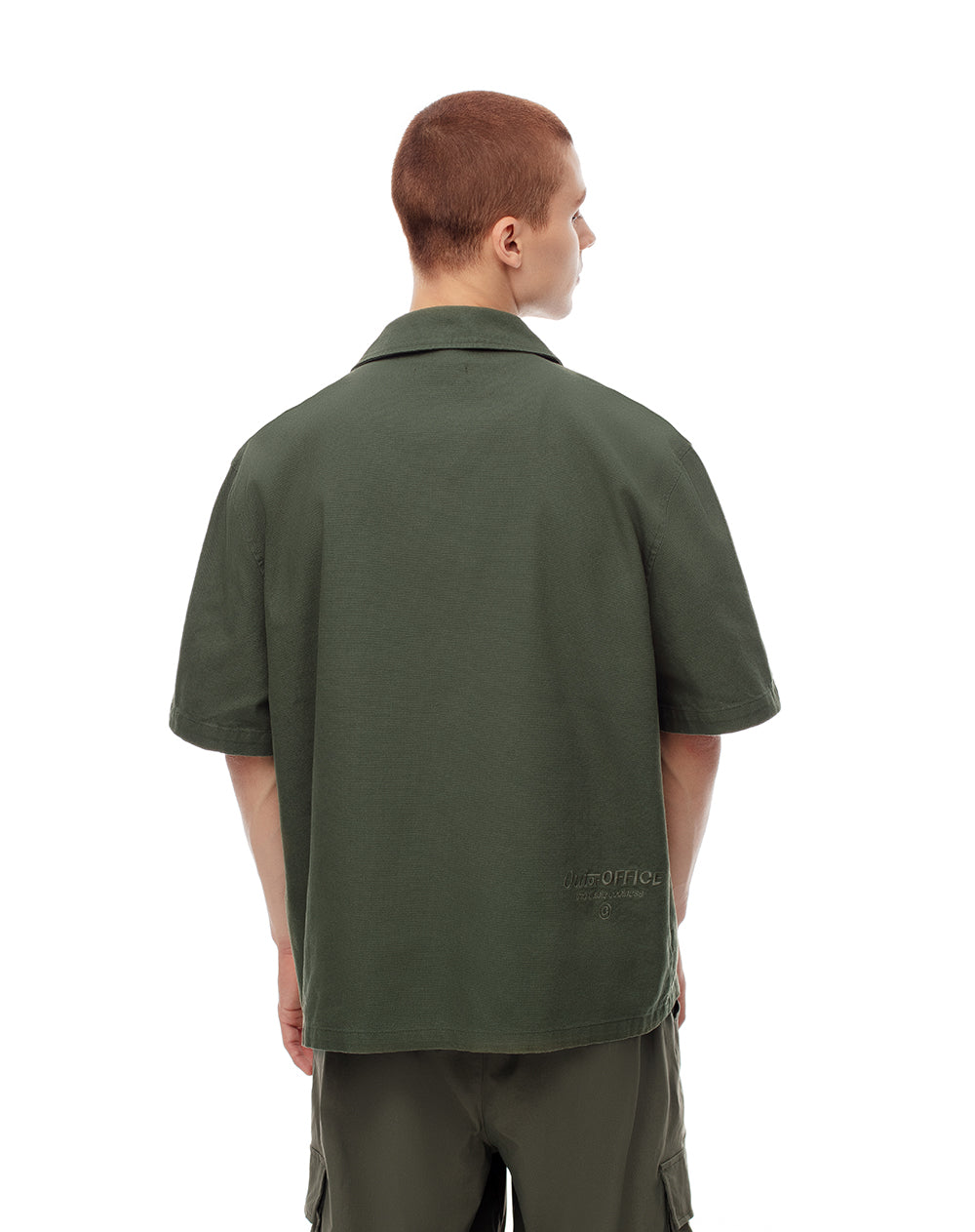 Camisa manga corta oversize algodón verde hombre