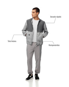 Chaqueta rompevientos gris hombre