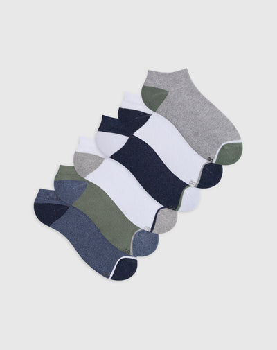 Medias hombre tobillera corta algodón pack x6 surtido