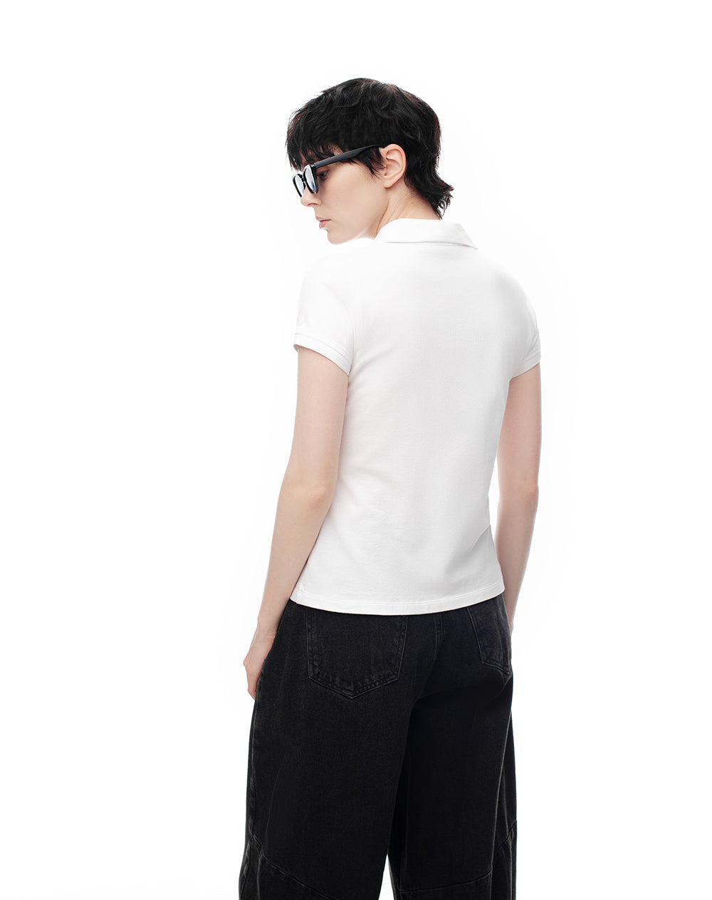 Polo slim algodón blanca mujer