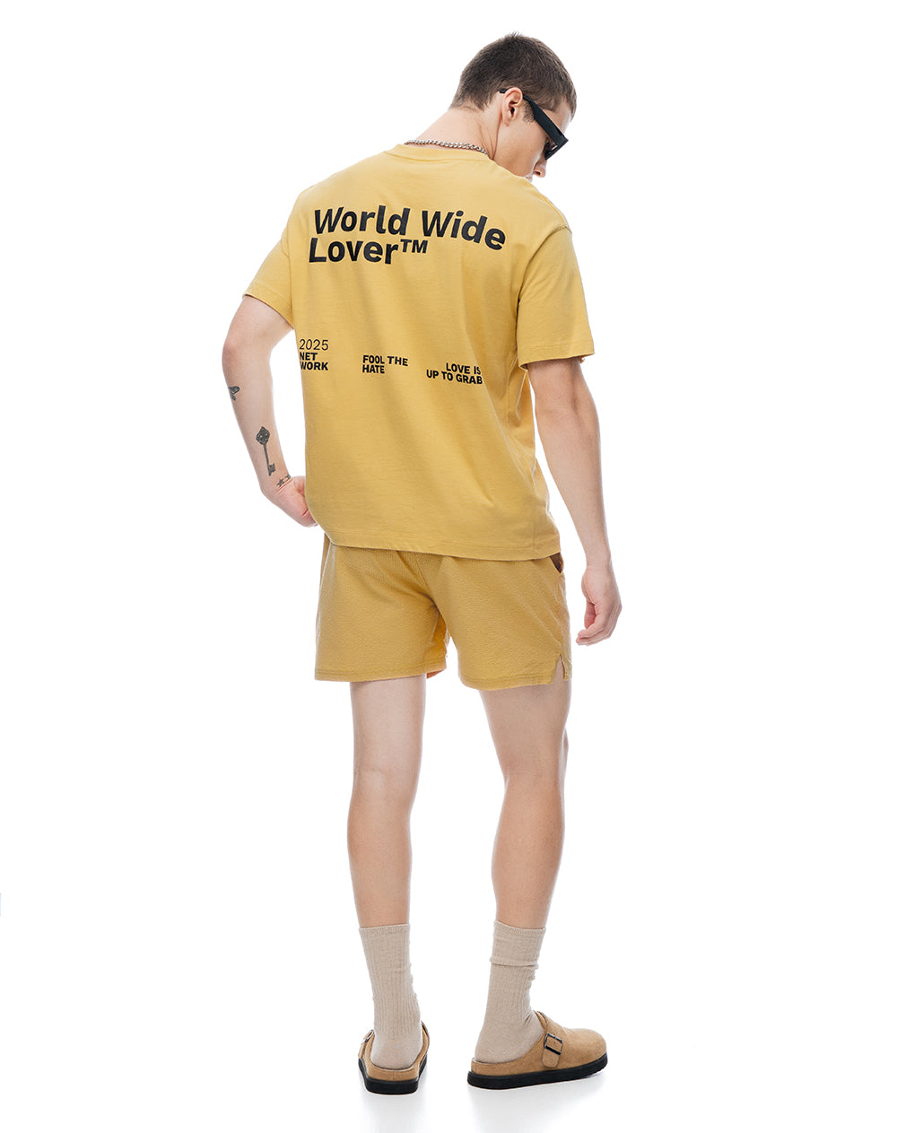 Pantaloneta de baño regular amarillo hombre