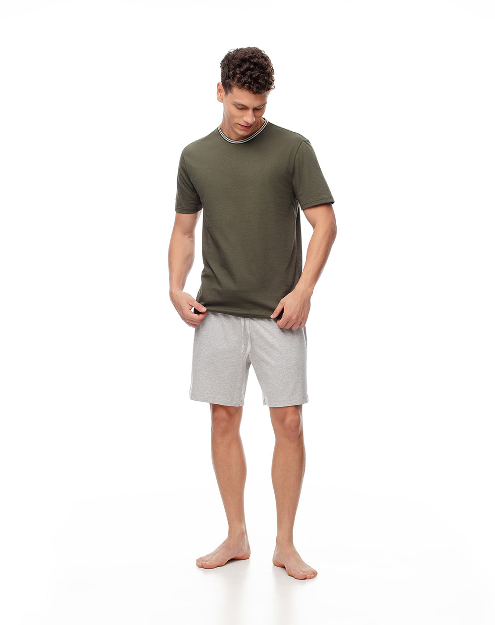 Camiseta + bermuda de pijama hombre algodón surtida