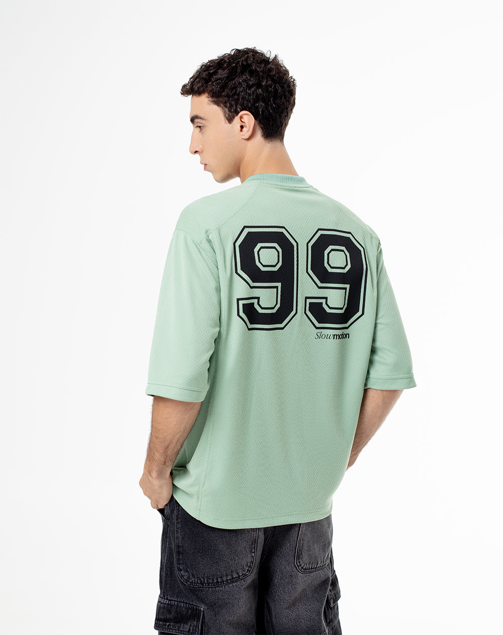 Camiseta regular verde estampada hombre