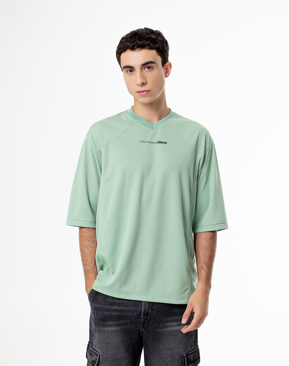 Camiseta regular verde estampada hombre