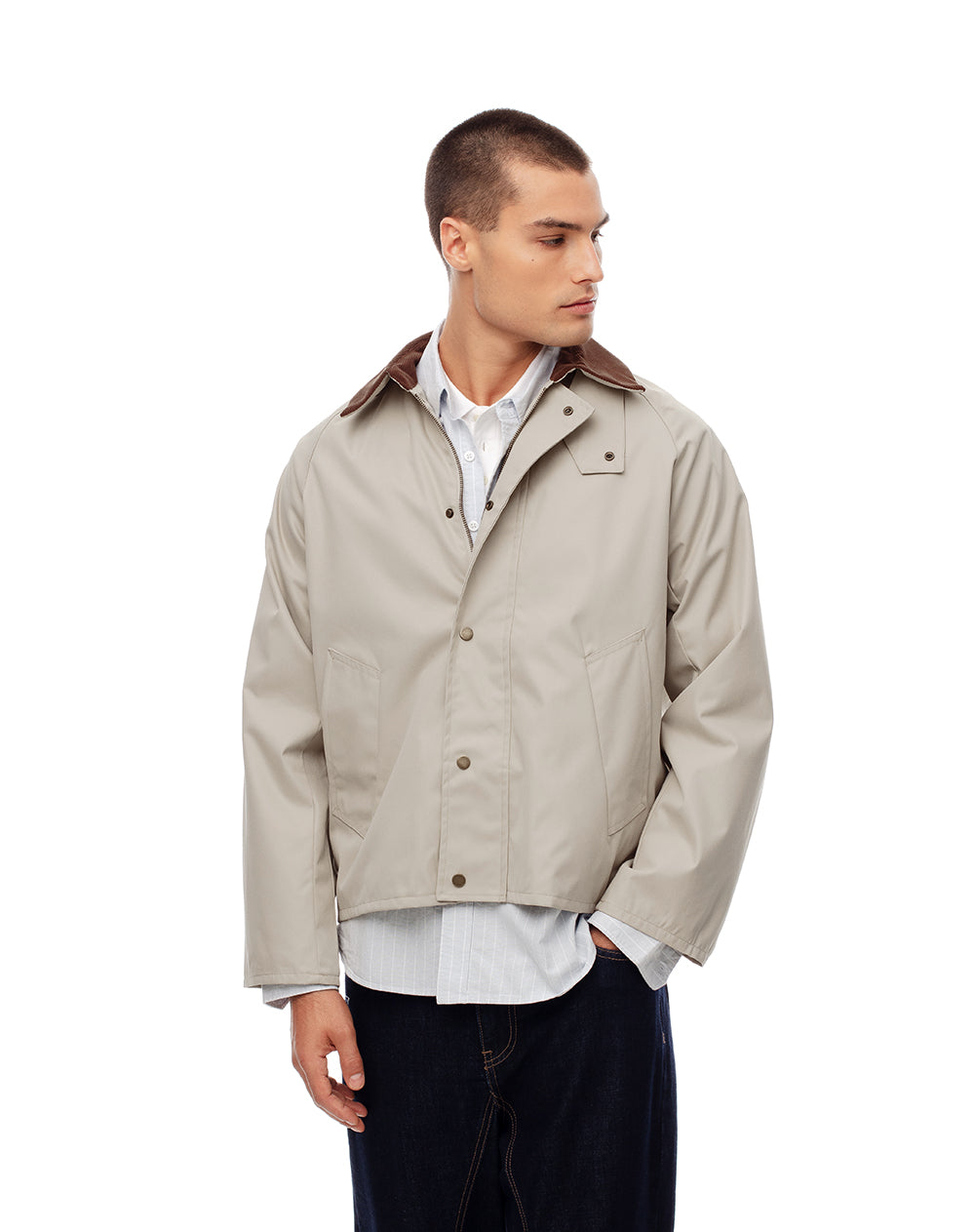 Chaqueta oversized fit en drill habana