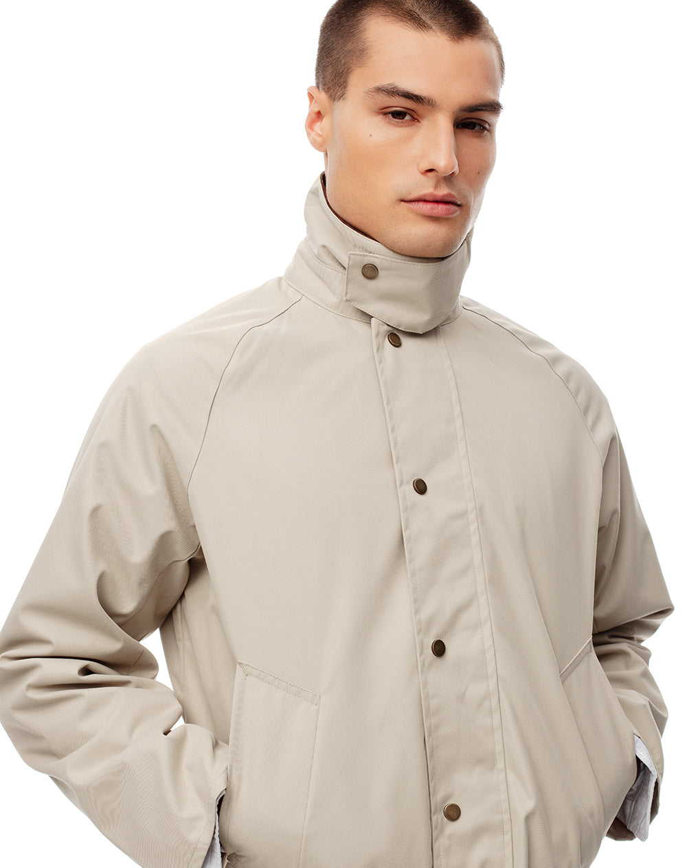 Chaqueta oversized fit en drill habana