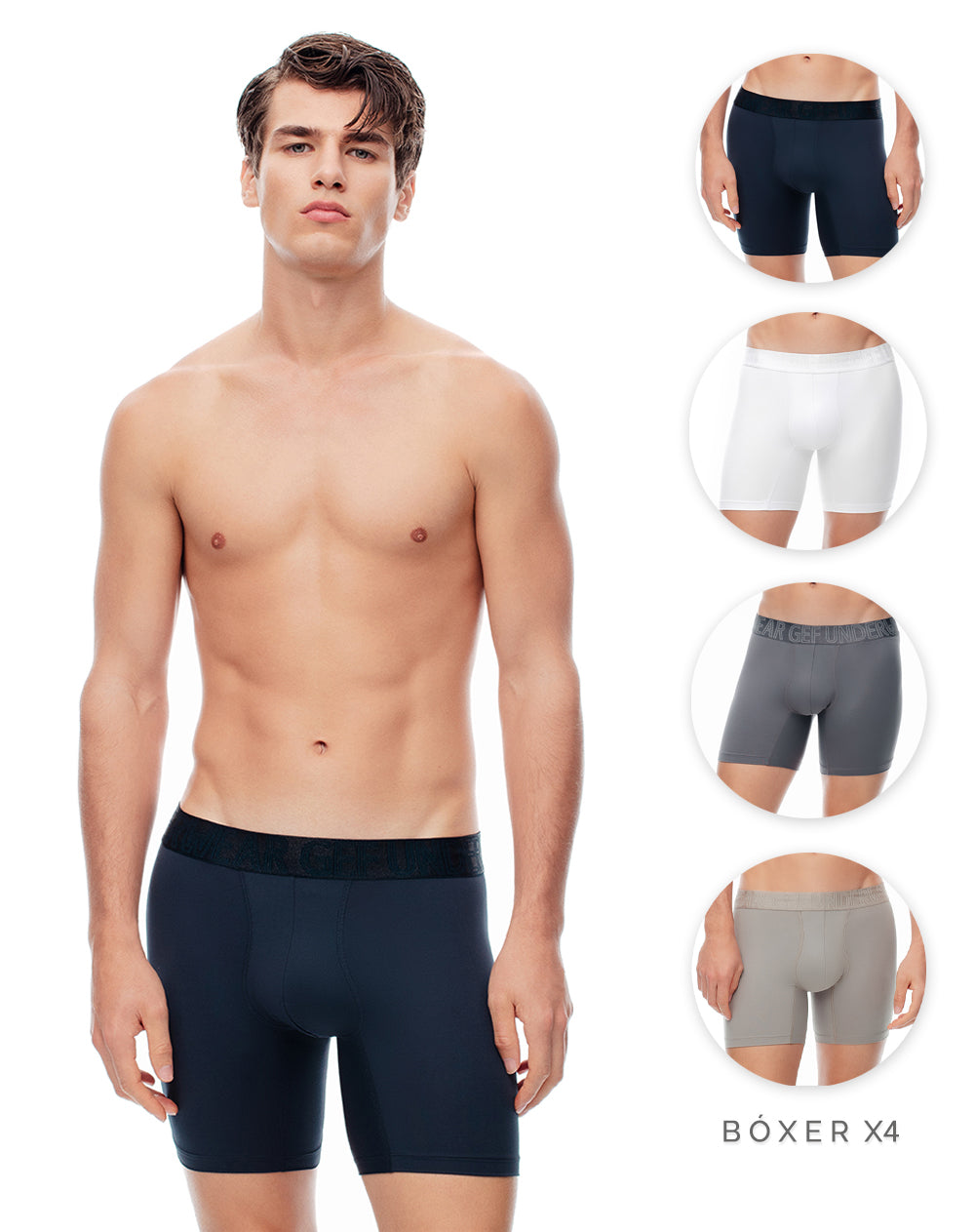 Bóxer deportivo medio antibacterial x4unds surtido
