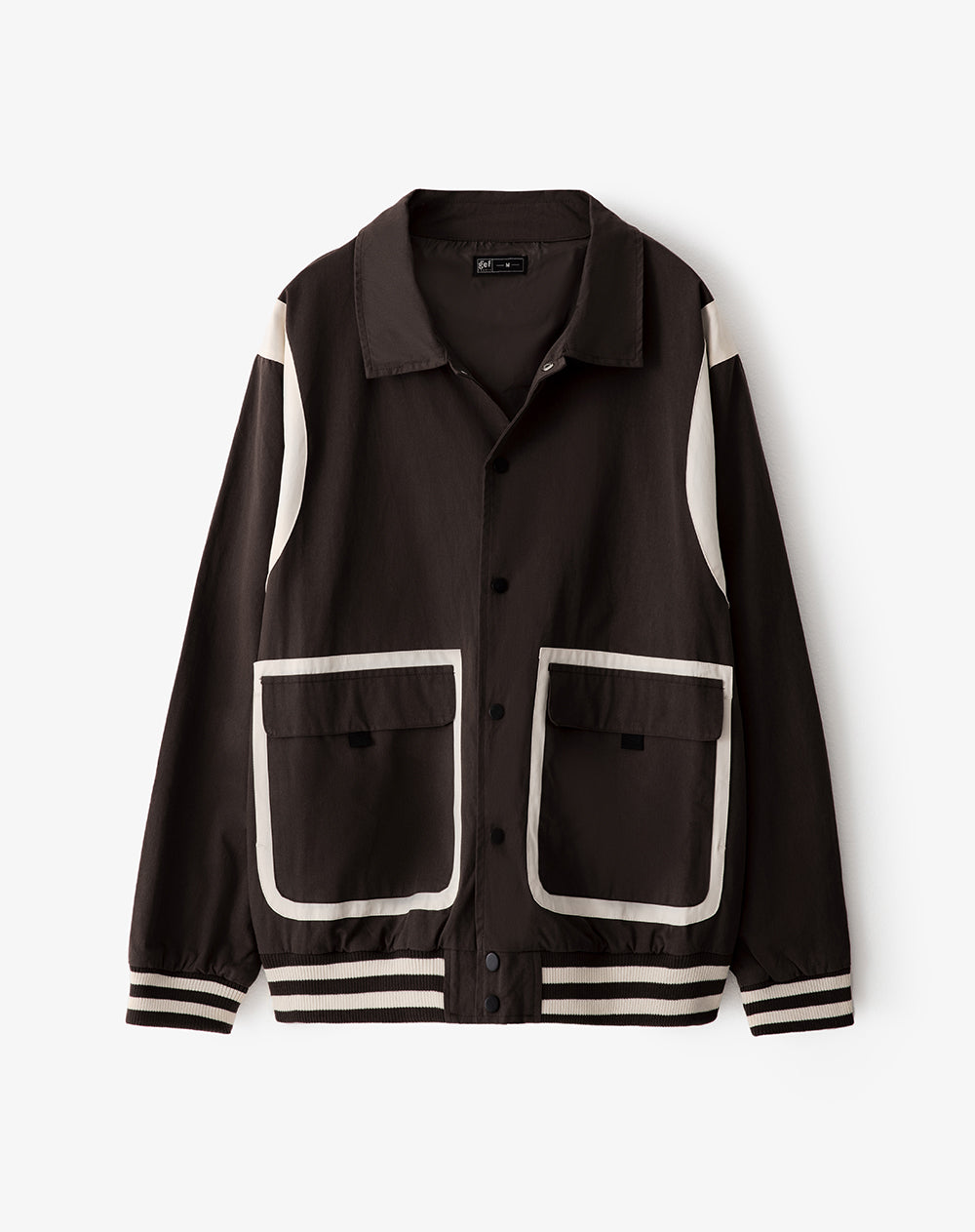 Chaqueta regular fit sin capucha cafe bloques