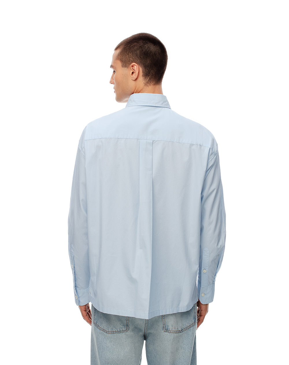 Camisa loose fit manga larga azul