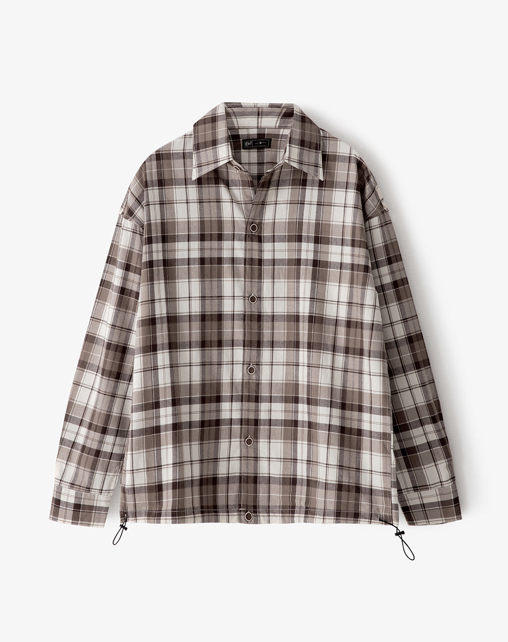 Camisa regular fit manga larga café con cuadros