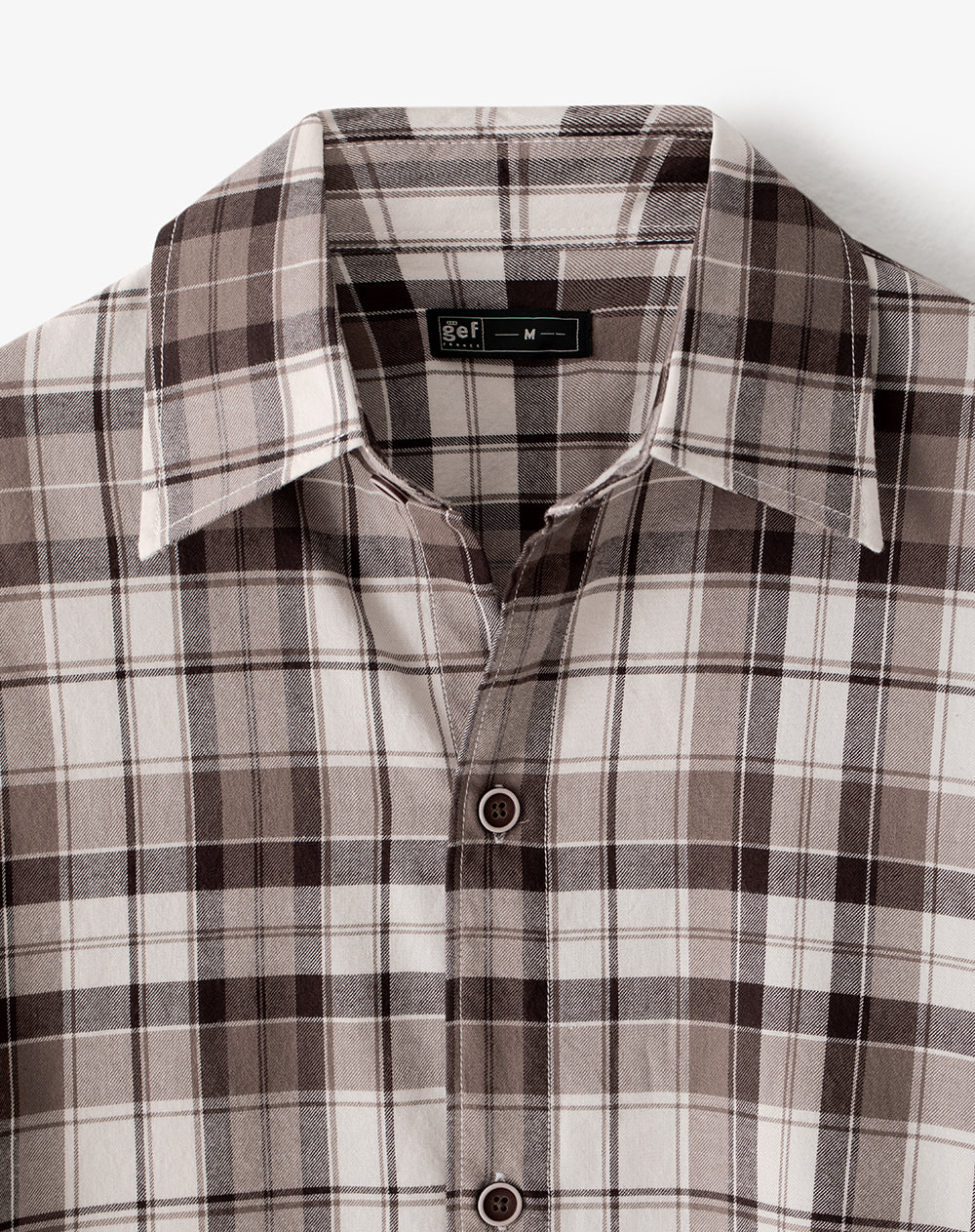 Camisa regular fit manga larga café con cuadros