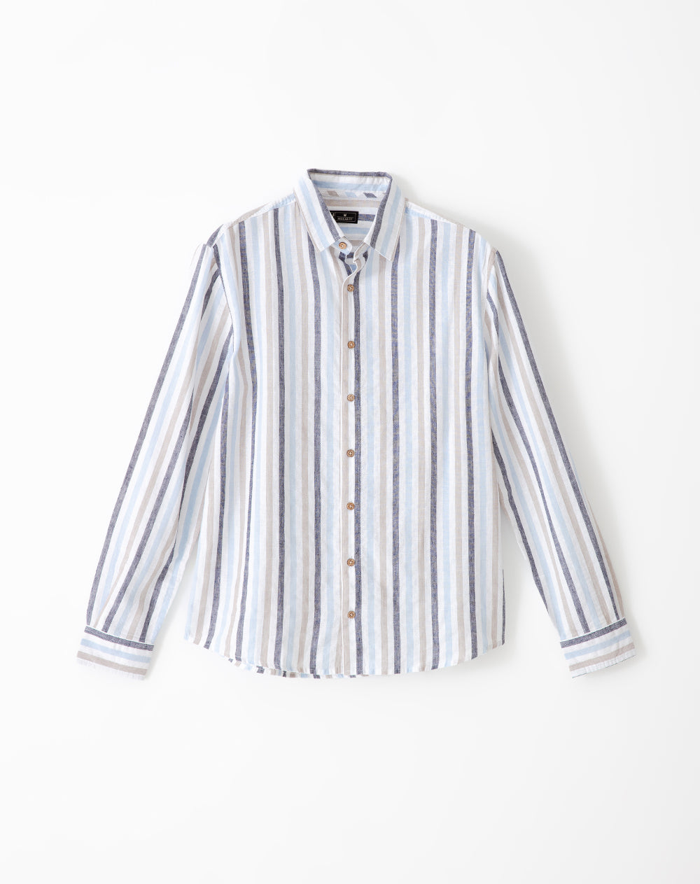 Camisa regular fit manga larga blanca con rayas