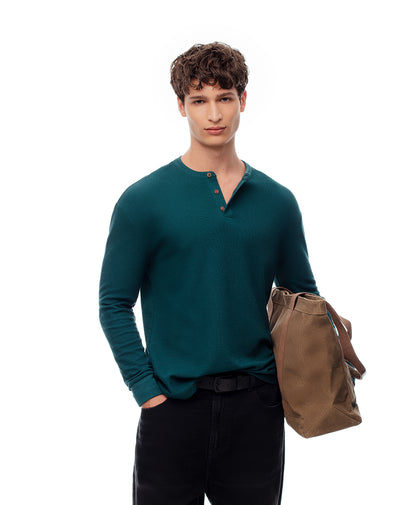 Camibuzo slim algodón verde hombre