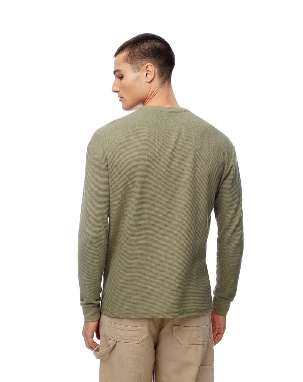 Camibuzo regular algodón oliva hombre