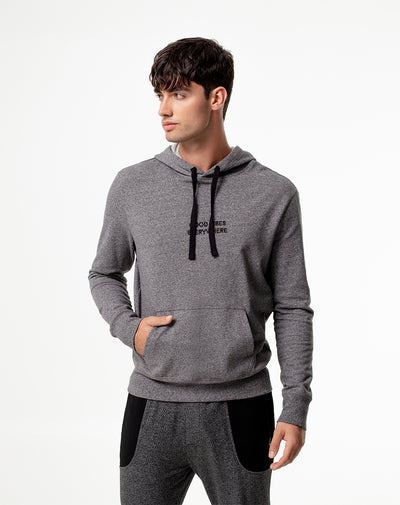 Buzo tipo hoddie algodón gris hombre