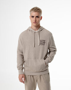 Buzo tipo hoddie algodón habano hombre