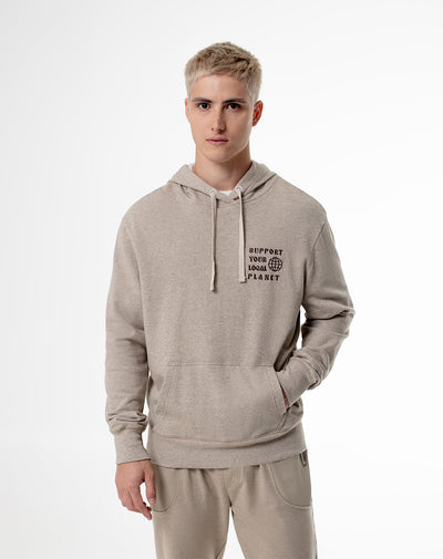 Buzo tipo hoddie algodón habano hombre