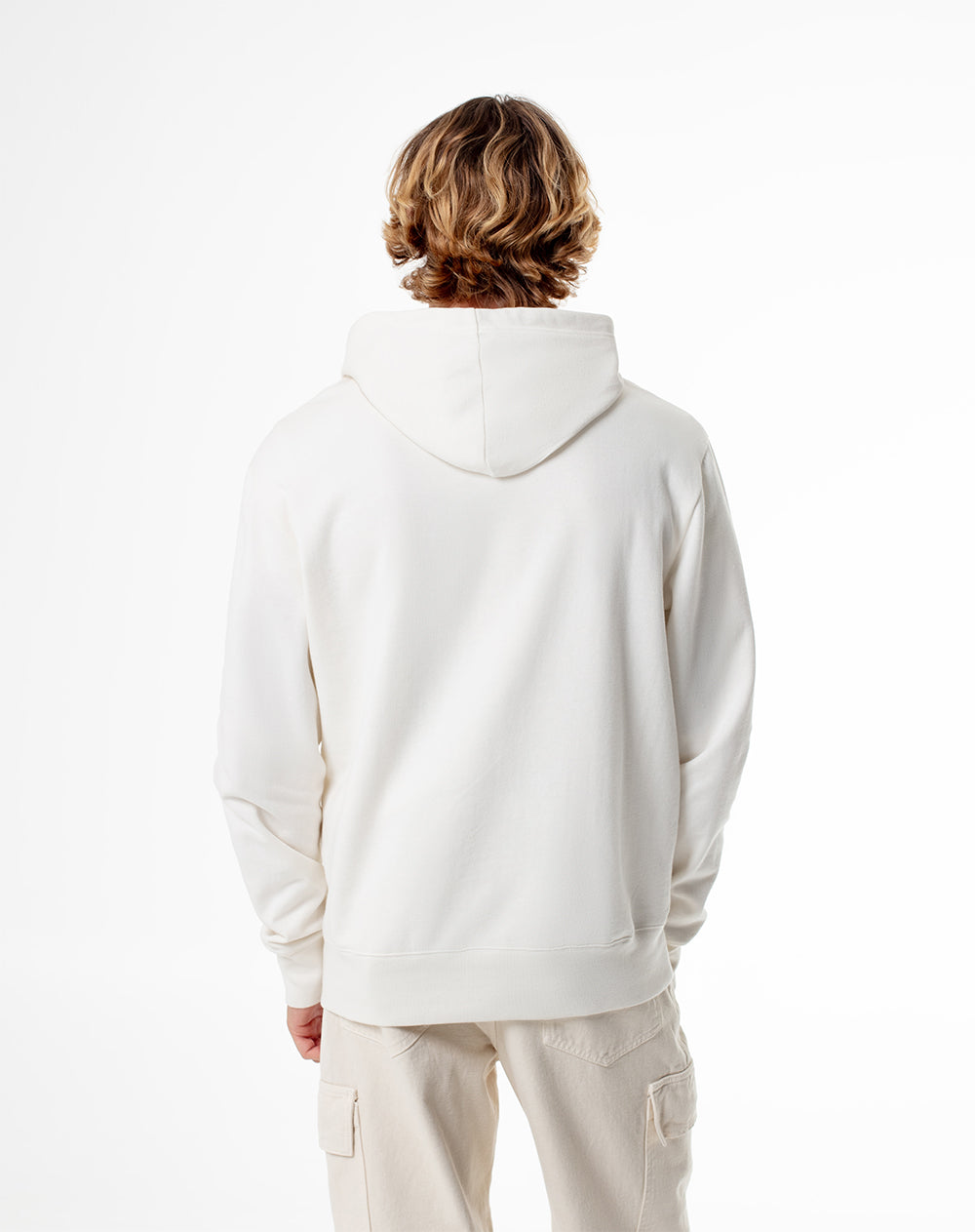 Buzo tipo hoddie algodón vainilla hombre