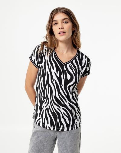 Camiseta regular algodón estampada mujer