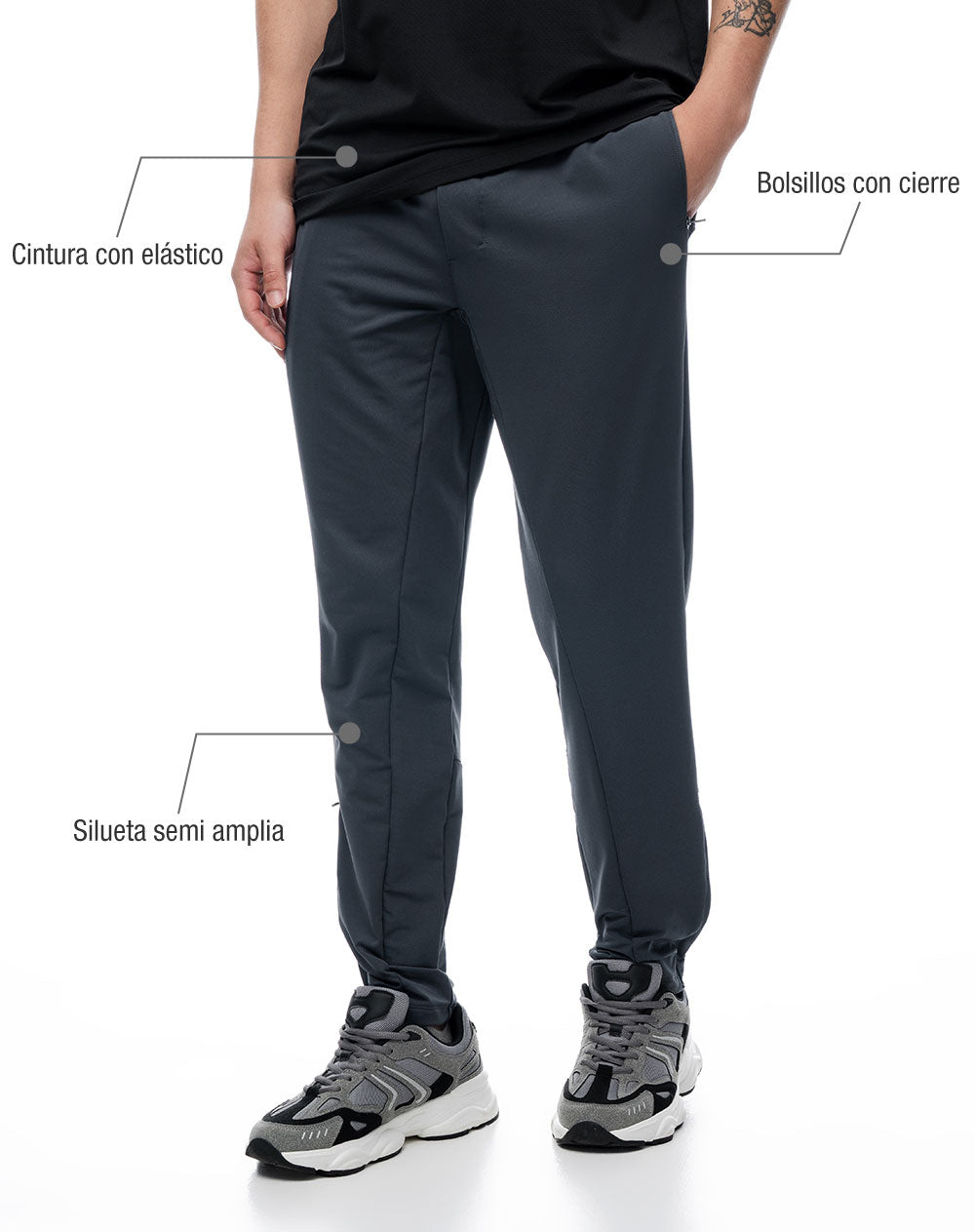 Pantalón deportivo control humedad gris hombre