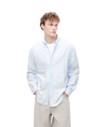 Camisa regular fit manga larga azul