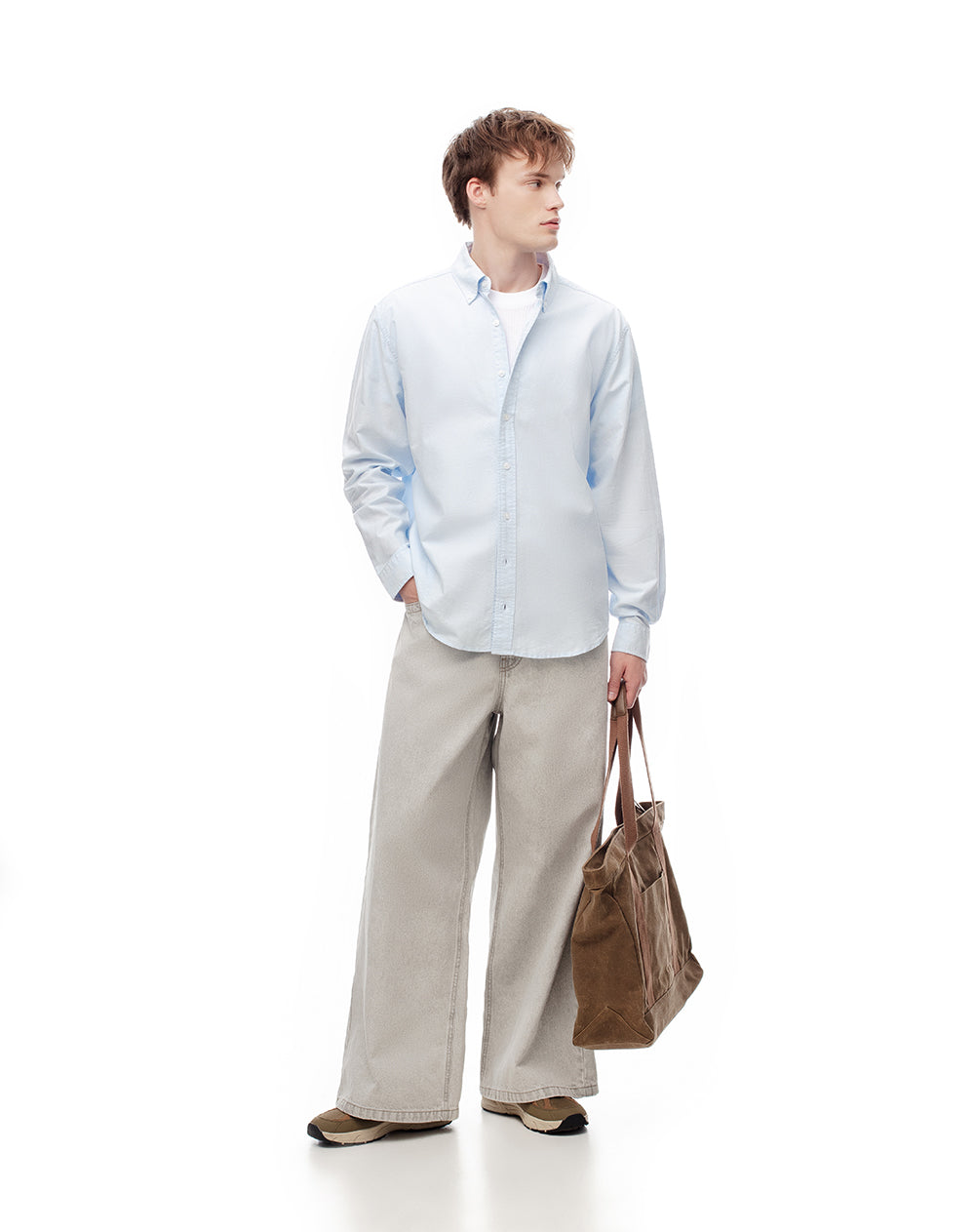 Camisa regular fit manga larga azul