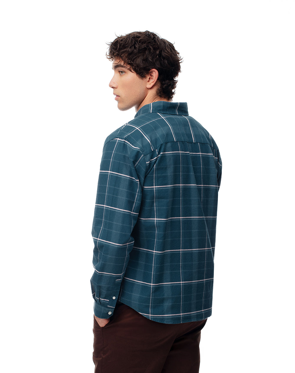 Camisa manga larga regular algodón cuadros hombre