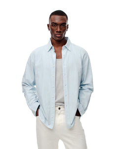 Camisa manga larga slim algodón rayas hombre