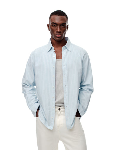 Camisa manga larga slim algodón rayas hombre