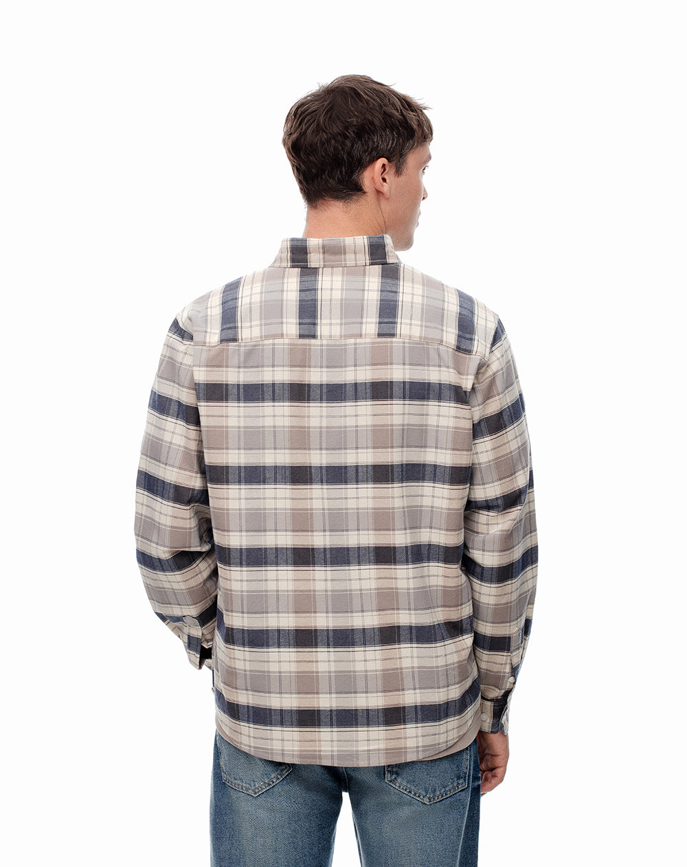 Camisa manga larga slim algodón cuadros hombre