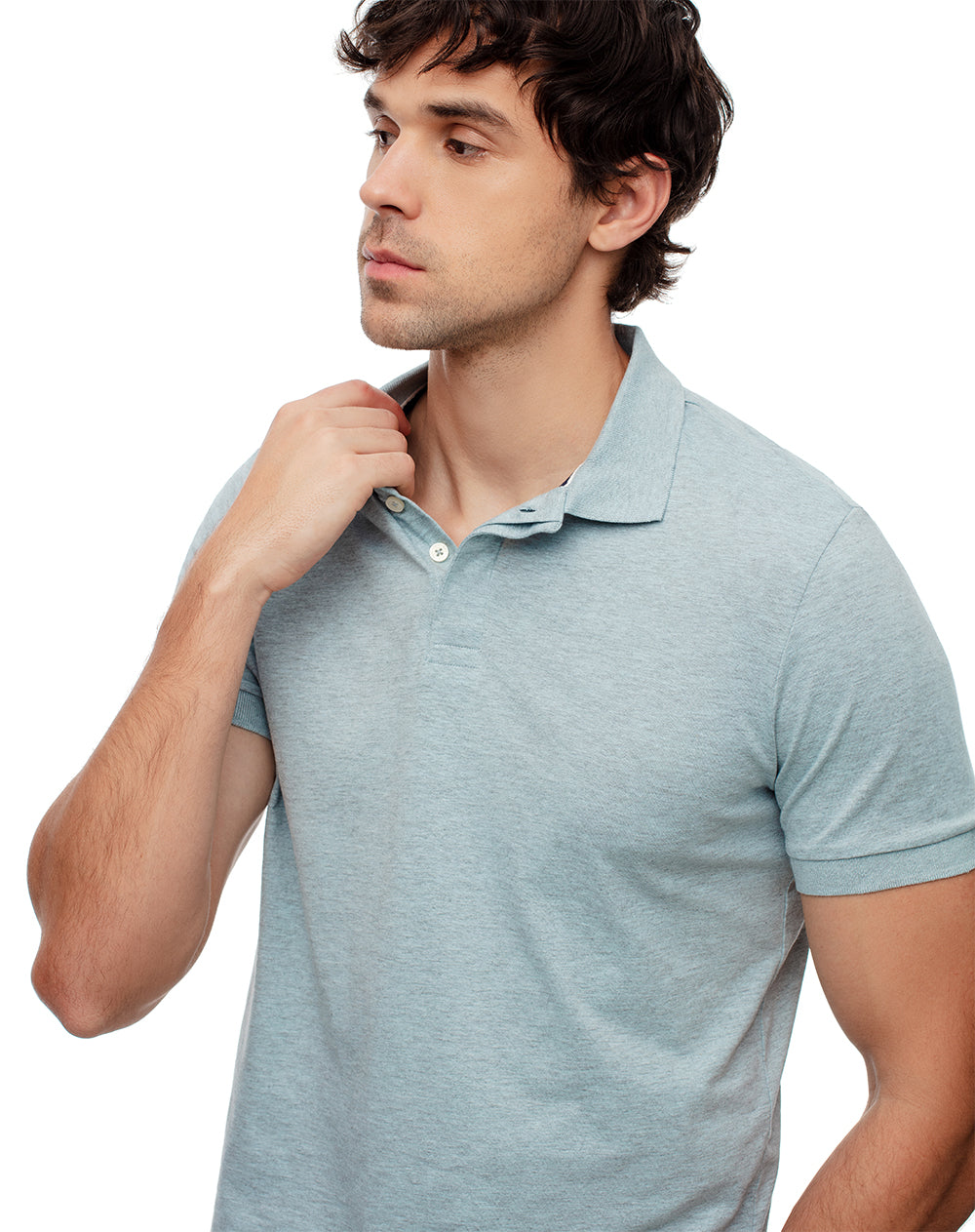 Polo slim algodón azul hombre