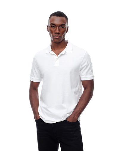 Polo slim algodón blanca hombre