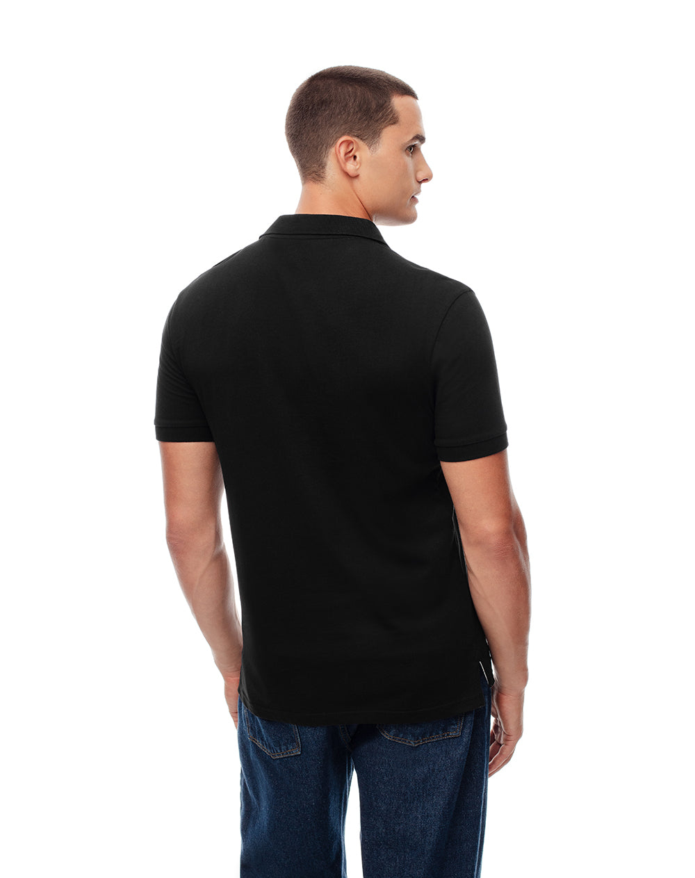 Polo slim algodón negra hombre
