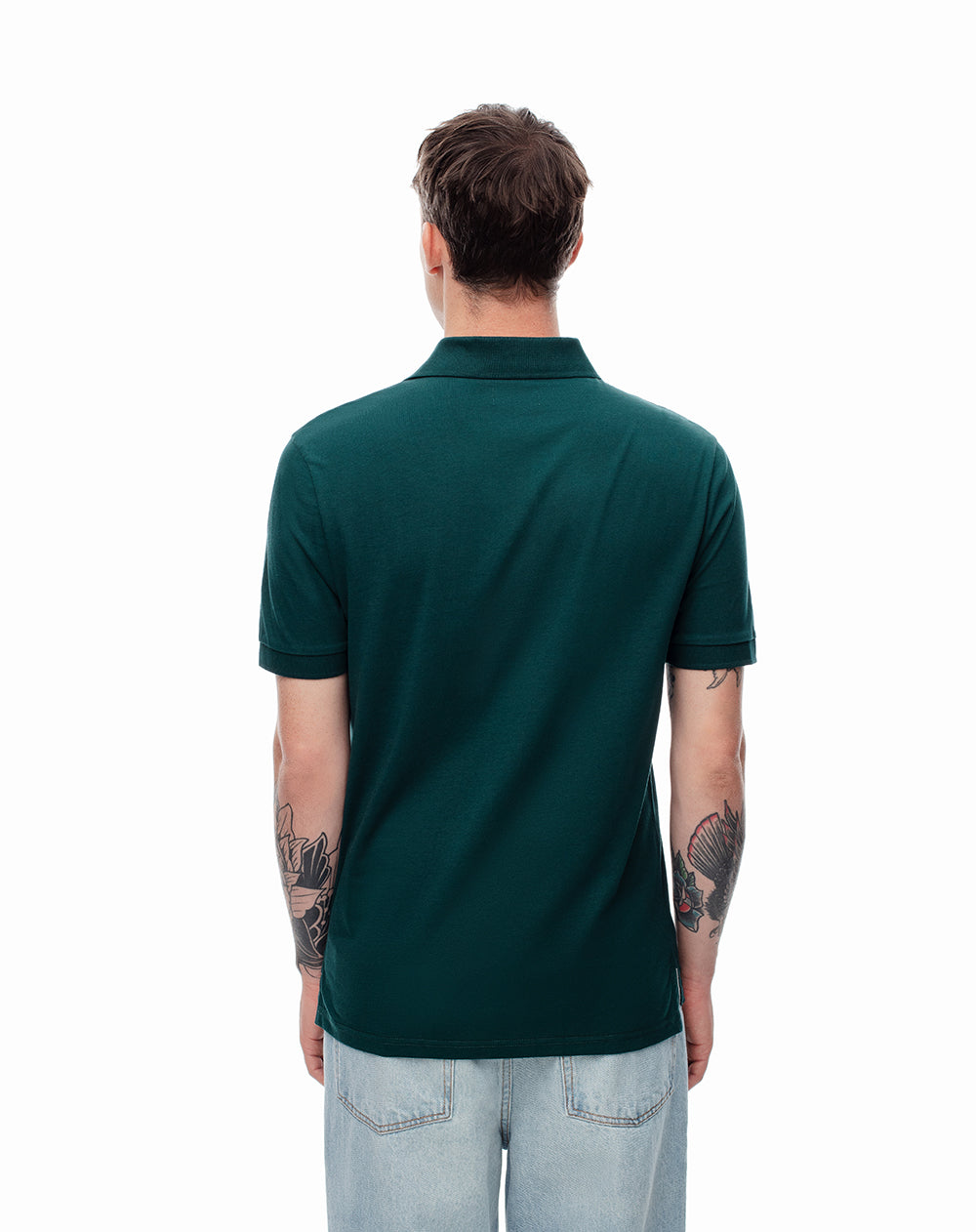 Polo slim algodón verde hombre