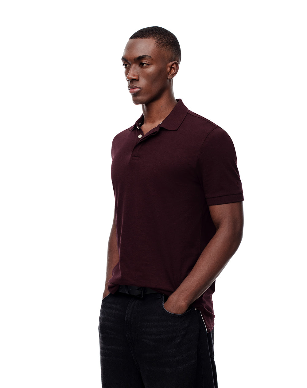 Polo slim algodón vino tinto hombre