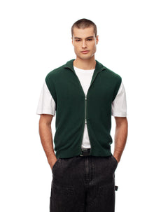 Chaleco regular tejido de punto algodón verde hombre