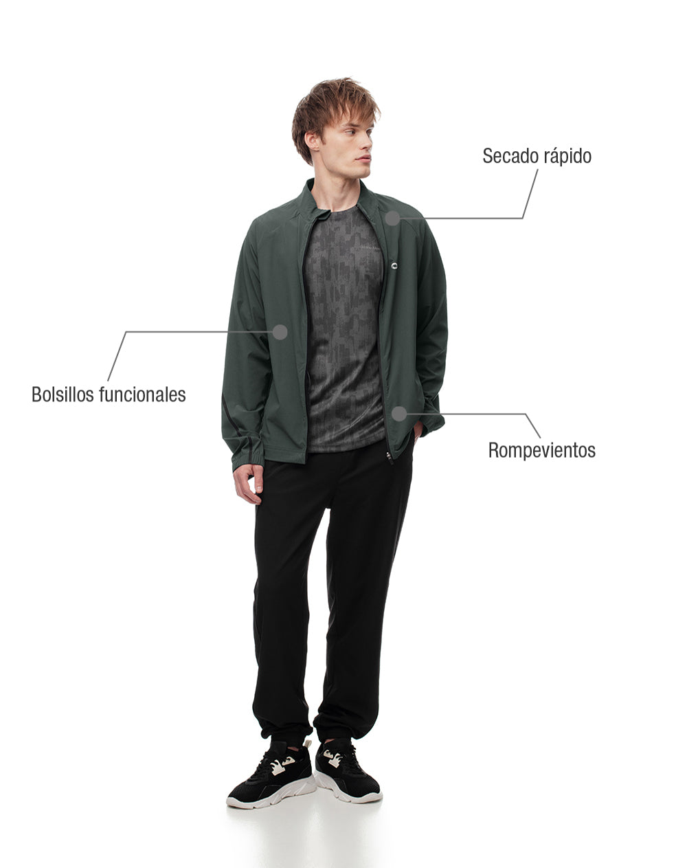 Chaqueta rompevientos verde hombre