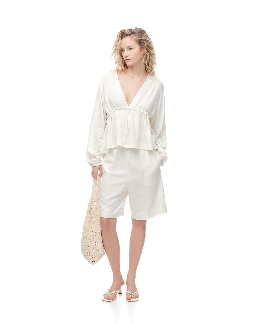 Blusa manga larga holgada habana mujer