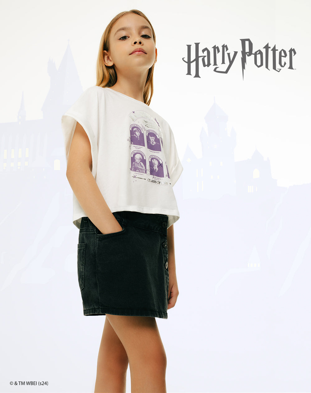 Camiseta regular Harry Potter crema niña