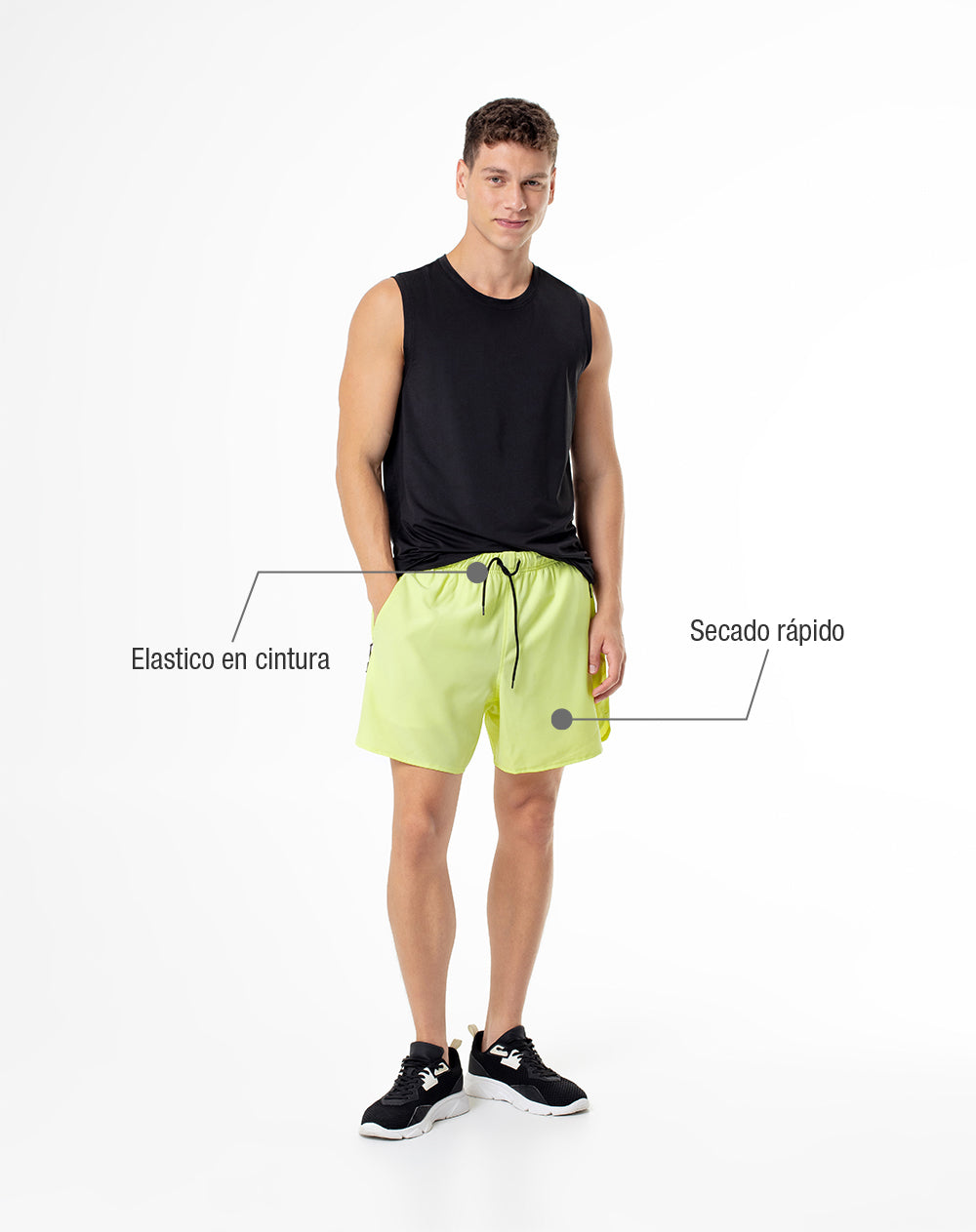 Pantaloneta deportiva secado rápido verde hombre