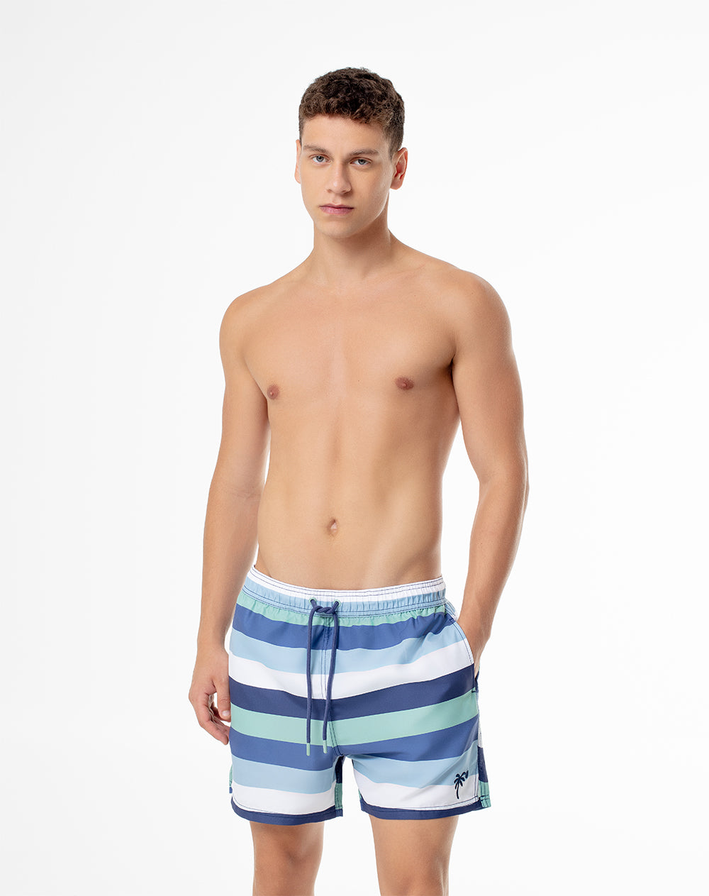 Pantaloneta azul rayas